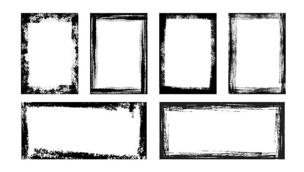 Box brush stroke frames line, Text box outline frame, ink paint brush rectangle shapes in Hand-drawn style set vector