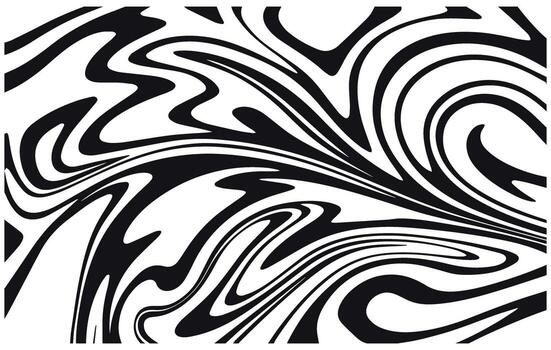 Abstract black and white liquid marble swirl pattern background collection isolated on transparent background vector