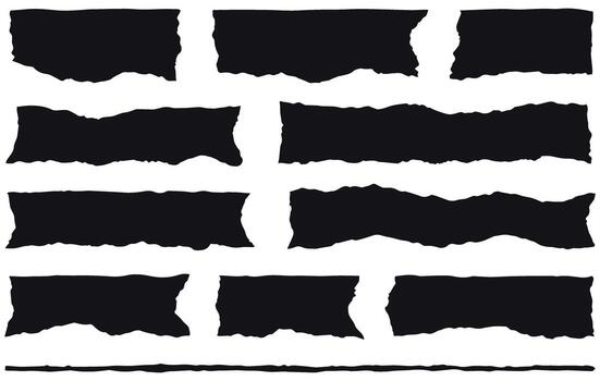 Grunge torn paper strips set ripped edge collection isolated on transparent background vector