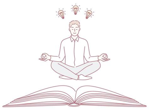 Meditation and Knowledge Achieving Enlightenment and Insight Through the Power of Books vector