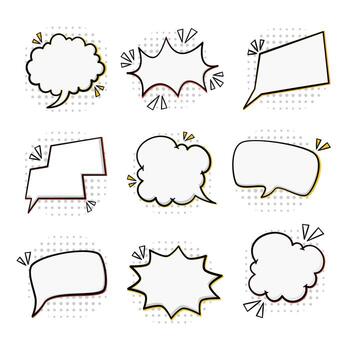 Halftone Comic Speech Bubble Set vector