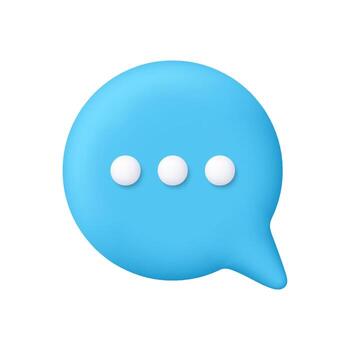Blue circle speech bubble. Message, comment and chat. Social network and communication concept. 3d icon. Cartoon minimal style. vector