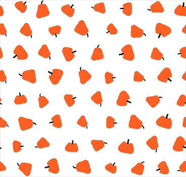 Seamless pattern with scattered hand drawn pumpkins. Simple autumn background with a random texture for Halloween or Thanksgiving wallpaper and fabric design. vector