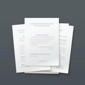 stack of paper documents lying dark back vector