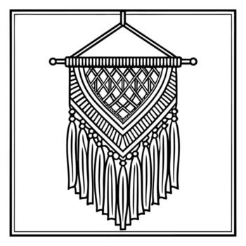 Handcrafted macrame wall hanging with tassels and geometric pattern vector
