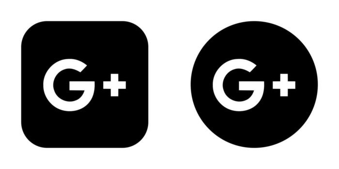 Google Plus Square and Circle Black Logo Bundle. Google Plus Icon Set. vector