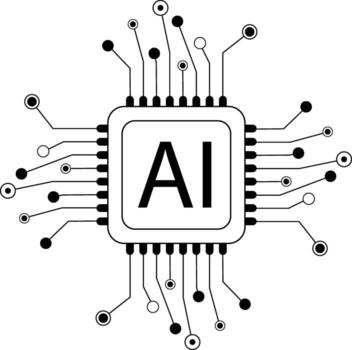 AI Chip Icon Artificial Intelligence Processor Symbol Illustration vector