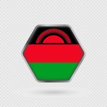 Malawi flag in a hexagon frame. vector