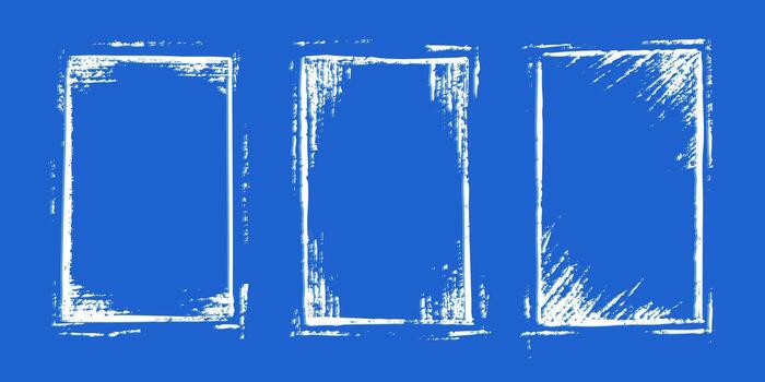 Charcoal messy grunge frames, white background with damaged scuffed texture. Empty vertical backgrounds for texts or images. graphics, design elements. vector