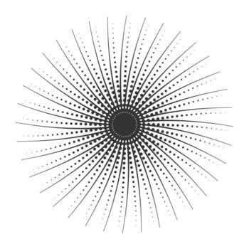 Abstract Halftone Sunburst Circle. Created using AI and finalized in professional software. vector