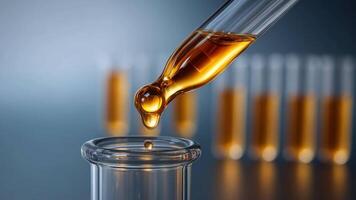 testen Flüssigkeit Proben mit ein Tropfer im ein Labor Rahmen während Tageslicht Std video