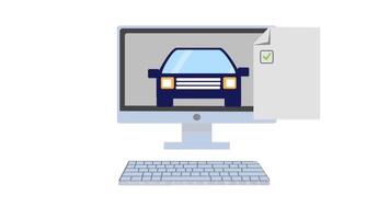 skrivbordet animering terar en checklista visas på din fordon. de checklista är fylld med positiv bockar. video