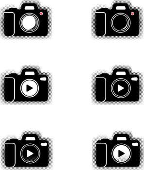set of black and white illustration of a camera without background vector