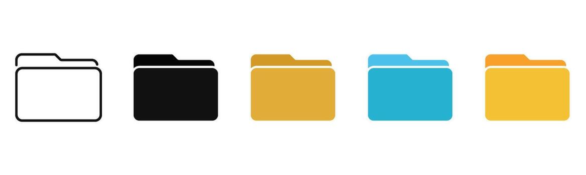 File folder icon set. Document storage symbols. Simple minimal design. illustration. vector