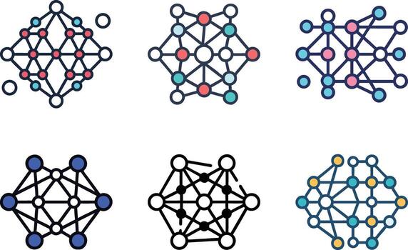 Network Connection Icons Diverse Node Structures vector