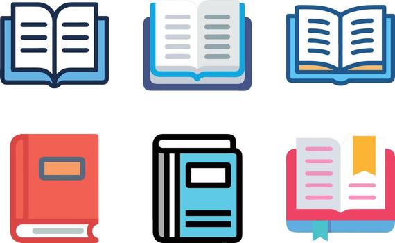 Open Books Reading Material Symbol Collection for Knowledge, Education and Information vector