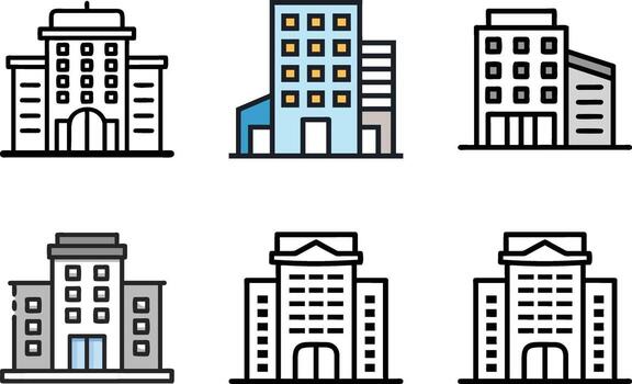 Building Icons Diverse Architectural Styles in Format vector