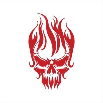 A skull with flames on it is shown in this image vector