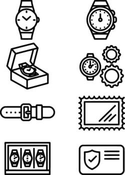 Elegant Watches and Accessories A Collection of Timepieces, Straps, and Presentation Cases Showcase Style, Craftsmanship and Sophistication in Every Tick vector