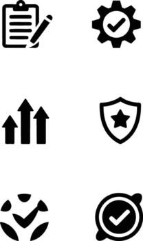 A set of icons that include a clock, a check mark, and an arrow vector
