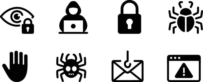 Digital Security Visuals Illustrating Online Threats Data Protection Internet Safety and Cybercrime Awareness for Secure Browsing and Protection Against Vulnerabilities vector