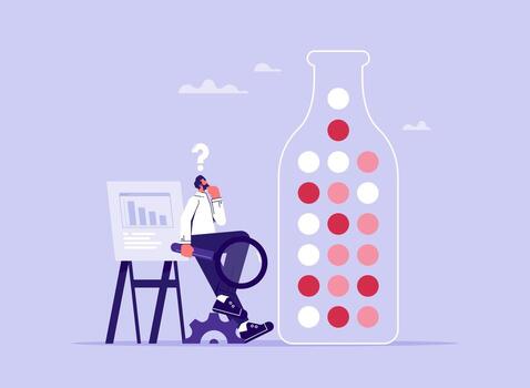 empresario mirando para sistema menos capacidad, embotellamiento análisis concepto vector