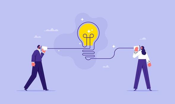 trabajo en equipo o camaradería lluvia de ideas negocio idea o innovación a resolver problema, idea genial o conectar idea concepto vector