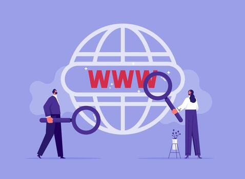 People searching the web with magnifying glasses vector