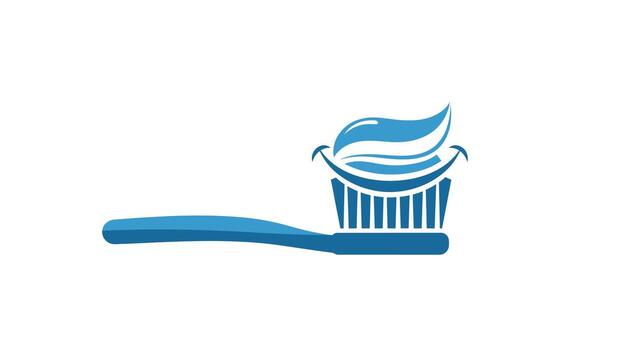 Blue Toothbrush with Happy Smiling Toothpaste Blob vector