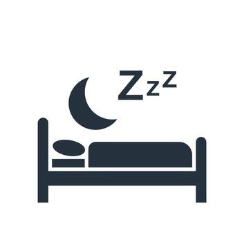 Bed with Moon and Zzz Icon Representing Sleep and Rest vector