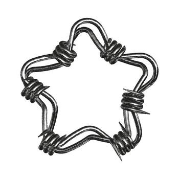 Punk rock style star shape made from iron barbed wire with noise and grain texture enhancing its edgy appearance. vector