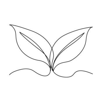 moderno hoja icono logo brote diseño continuo línea dibujo mínimo uno línea Arte aislado en blanco vector