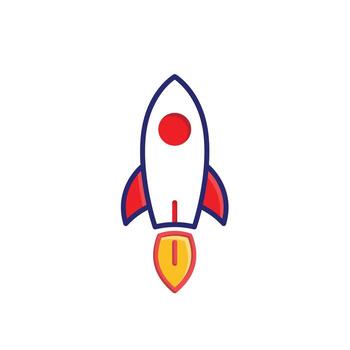 Startup icon. Management. Rocket is launching upwards. Suitable for reports and web icons. manager, success. Mixed design style vector