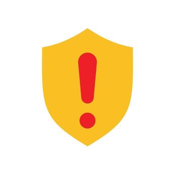 Risk icon. Management. Shield with warning sign. Suitable for reports and web icons. manager, success. Flat design style. vector