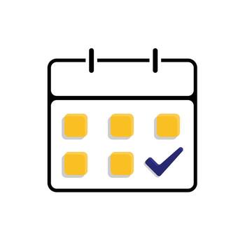 planning icon. Management. Calendar with check marks at the end. office, Team, analysis. Mixed design style vector