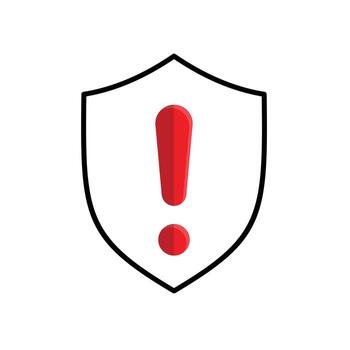 Risk icon. Management. Shield with warning sign. Suitable for reports and web icons. manager, success. Mixed design style. vector