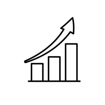 crecimiento icono. gestión. grafico y arriba flecha. adecuado para informes y web iconos oficina, equipo, análisis. contorno diseño estilo vector