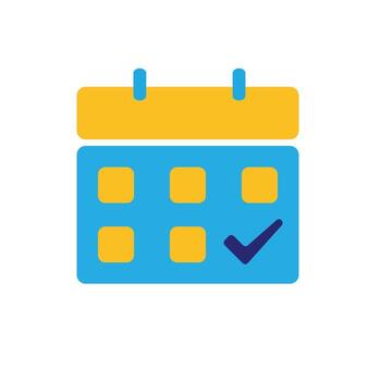 planning icon. Management. Calendar with check marks at the end. office, Team, analysis. Flat design style vector