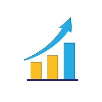 crecimiento icono. gestión. grafico y arriba flecha. adecuado para informes y web iconos oficina, equipo, análisis. isométrica diseño estilo vector