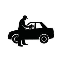 Car Wash Service Silhouette Icon Professional Cleaning Detailing and Auto Maintenance vector
