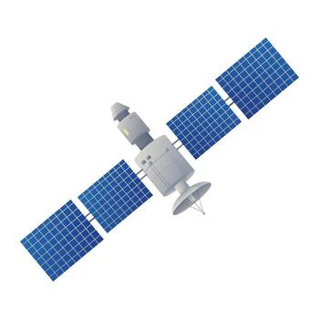 Orbital Satellite Deploying Solar Panels for Space Exploration vector
