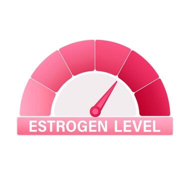 Estrogen level measuring device with pink indicator showing hormone status vector