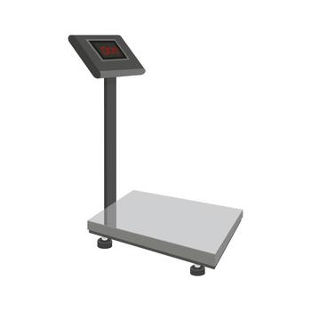 Industrial platform scale showing zero weight on digital display vector