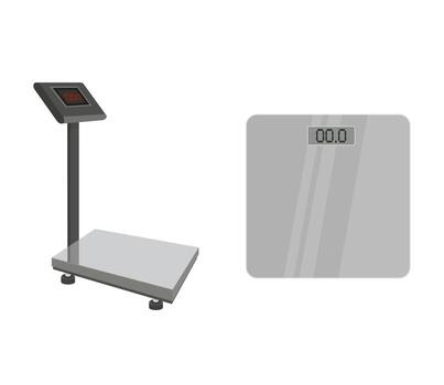 Digital weighing scales showing zero weight on white background vector