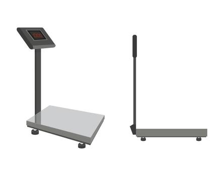 Platform scale displaying zero weight and folded version isolated on white background vector