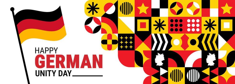 germany or german unity day geometric shape pattern background, banner, card or poster design template is observed every year during October, to raise awareness about the mission. vector
