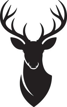 Deer Head Silhouette with Antlers Side View on Transparent Background Design Element vector