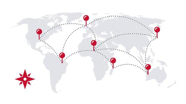 World map with location icons vector