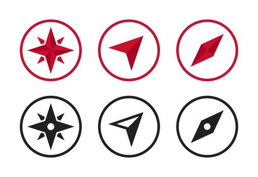 Geolocation icons of map location and compass vector