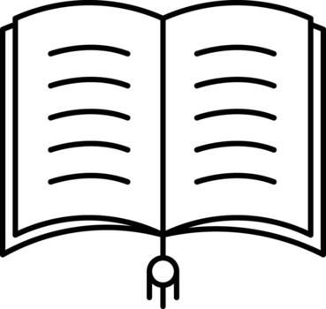 Open Book Icon for Knowledge and Study. Line art open book icon symbolizing knowledge reading learning and study resources for education libraries online courses and creative projects. vector